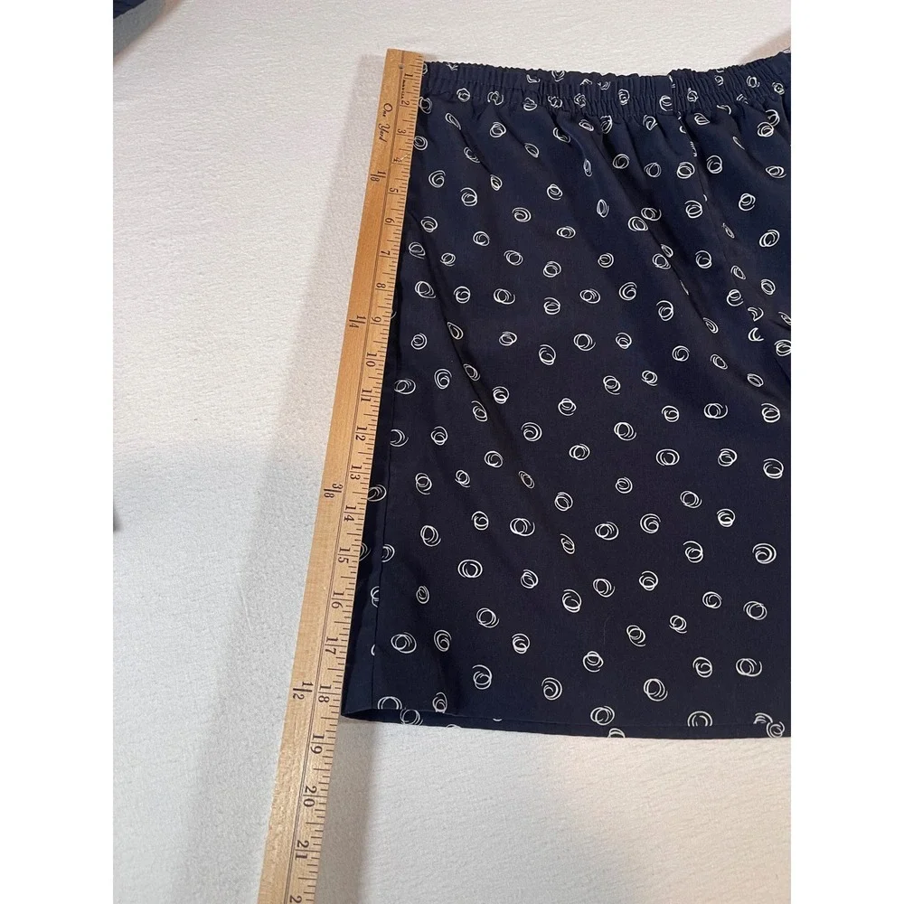 Susan Graver Style Navy Blue Swirl Print Shirt and Shorts Set Womens Medium